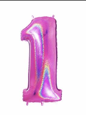 40” Holographic Fuchsia Number 1 Foil Balloon | Birthday Party Decor | New
